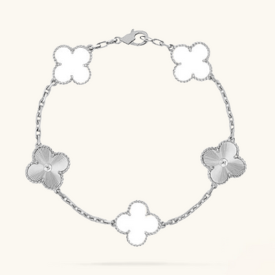 CLOVER | Bracelet Blanc/Argent