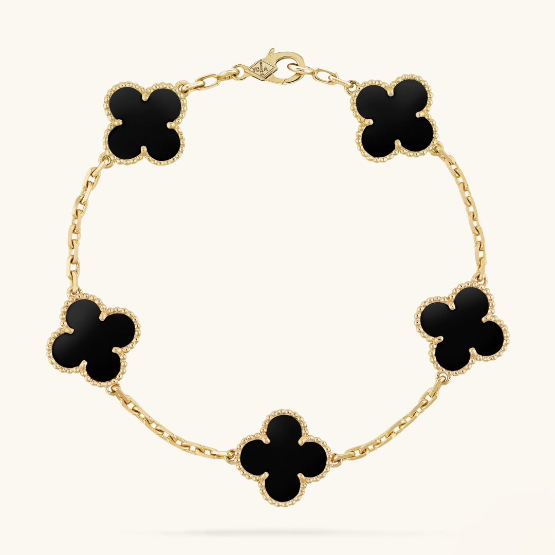 CLOVER | Bracelet noir/or