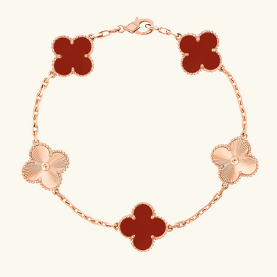 CLOVER | Bracelet Guilloché Rouge Or Rose