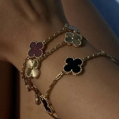 CLOVER | Bracelet noir/argent