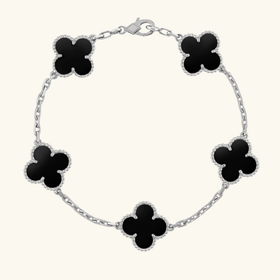 CLOVER | Bracelet noir/argent