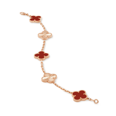 CLOVER | Bracelet Guilloché Rouge Or Rose