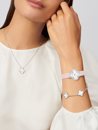CLOVER | Collier Blanc/Argent